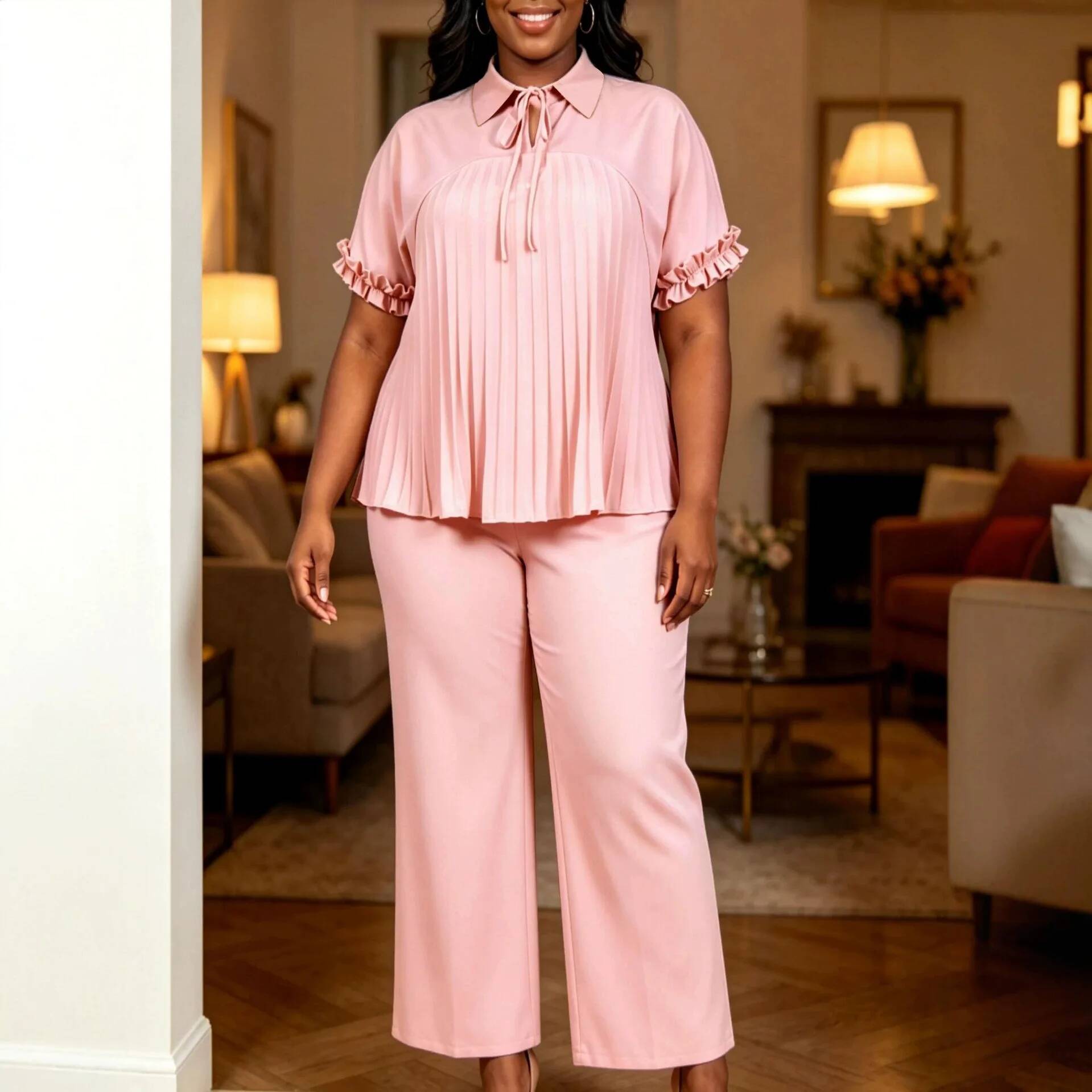 Winter Clothing For Plus Size Women - Plus-size Women's Clothing: Doll-collar Ruffled Sleeve