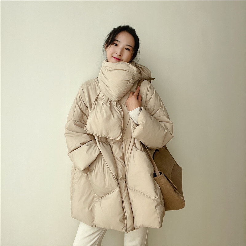 Puffer Jacket Women Down - Winter Warm Down Jacket Hooded Scarf
