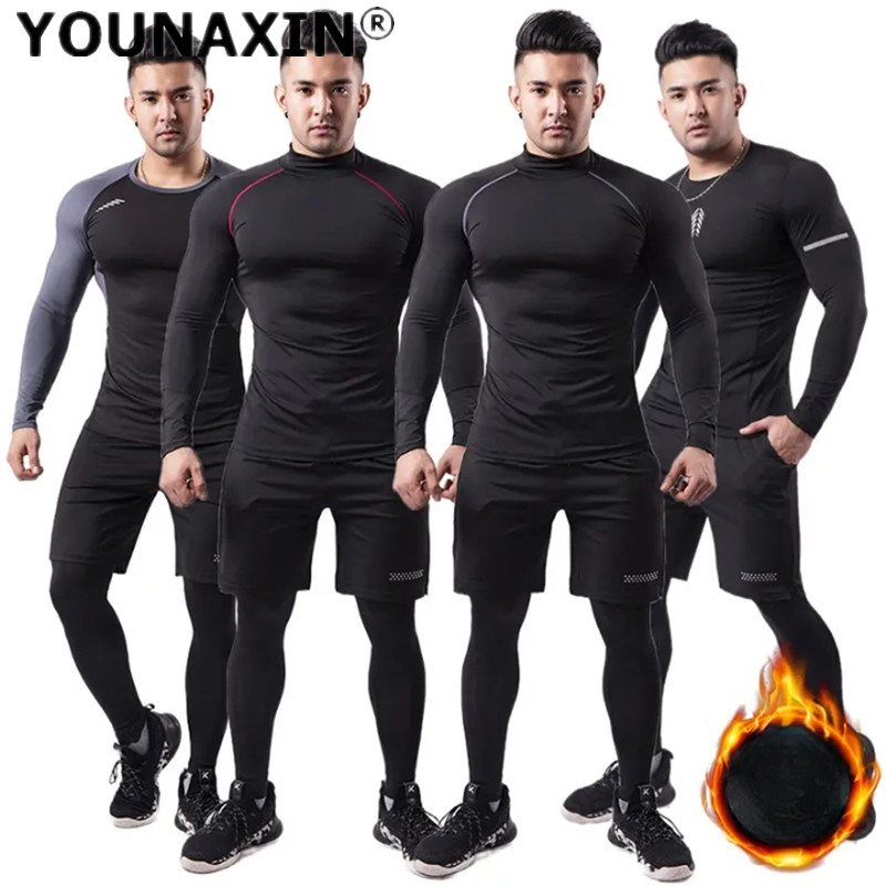 3-piece Men Plush Warm Sports  - đánh giá và giá Winter Yoga Clothing