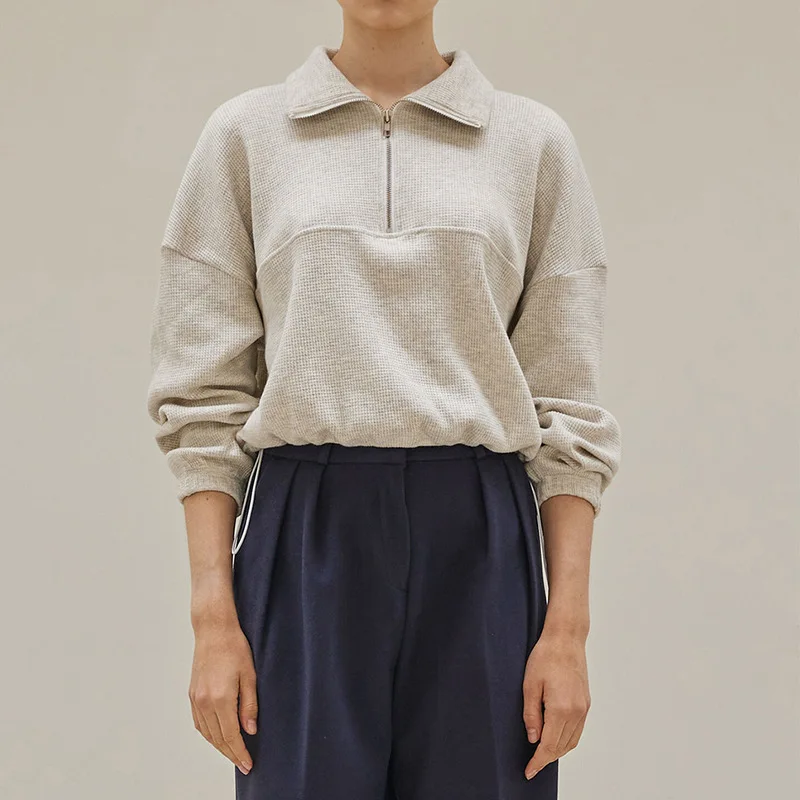 Cotton Waffle Zip Up Hoodies K - đánh giá và giá Winter Clothing Aesthetic